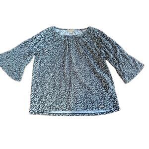 Michael Kors Women's 1X Plus Animal Print 3/4 Bell Sleeve Blouse Top Shirt EUC